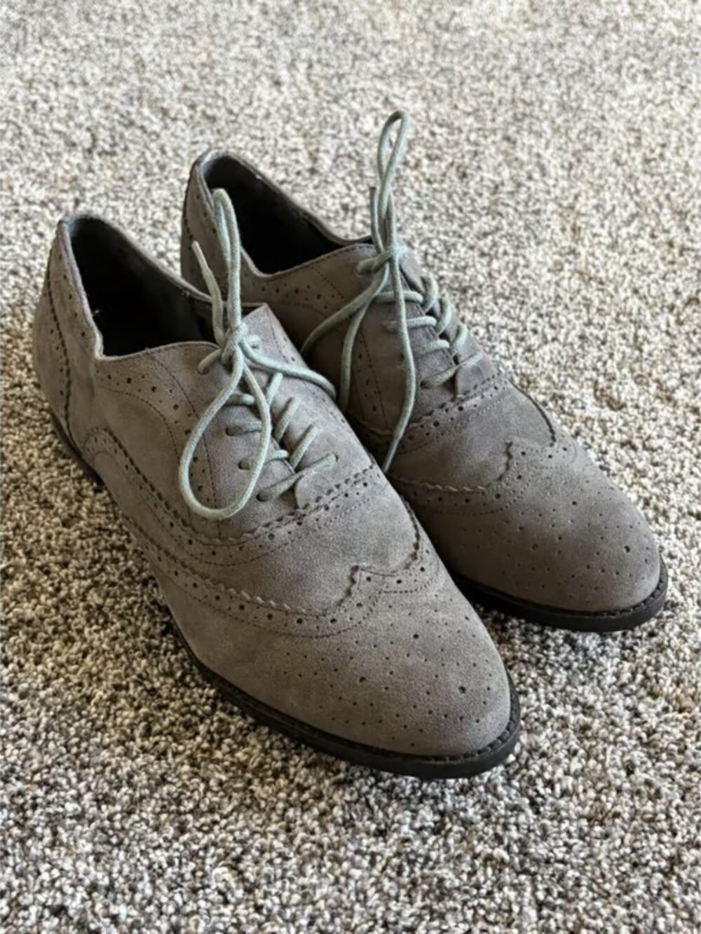 J.Jill Shoes Women  Oxford Gray Suede Cap Toe Lace Up Cuban Preppy Academia